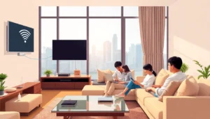 香港家庭在現代家居中使用高速寬頻上網，享受穩定流暢的數碼生活