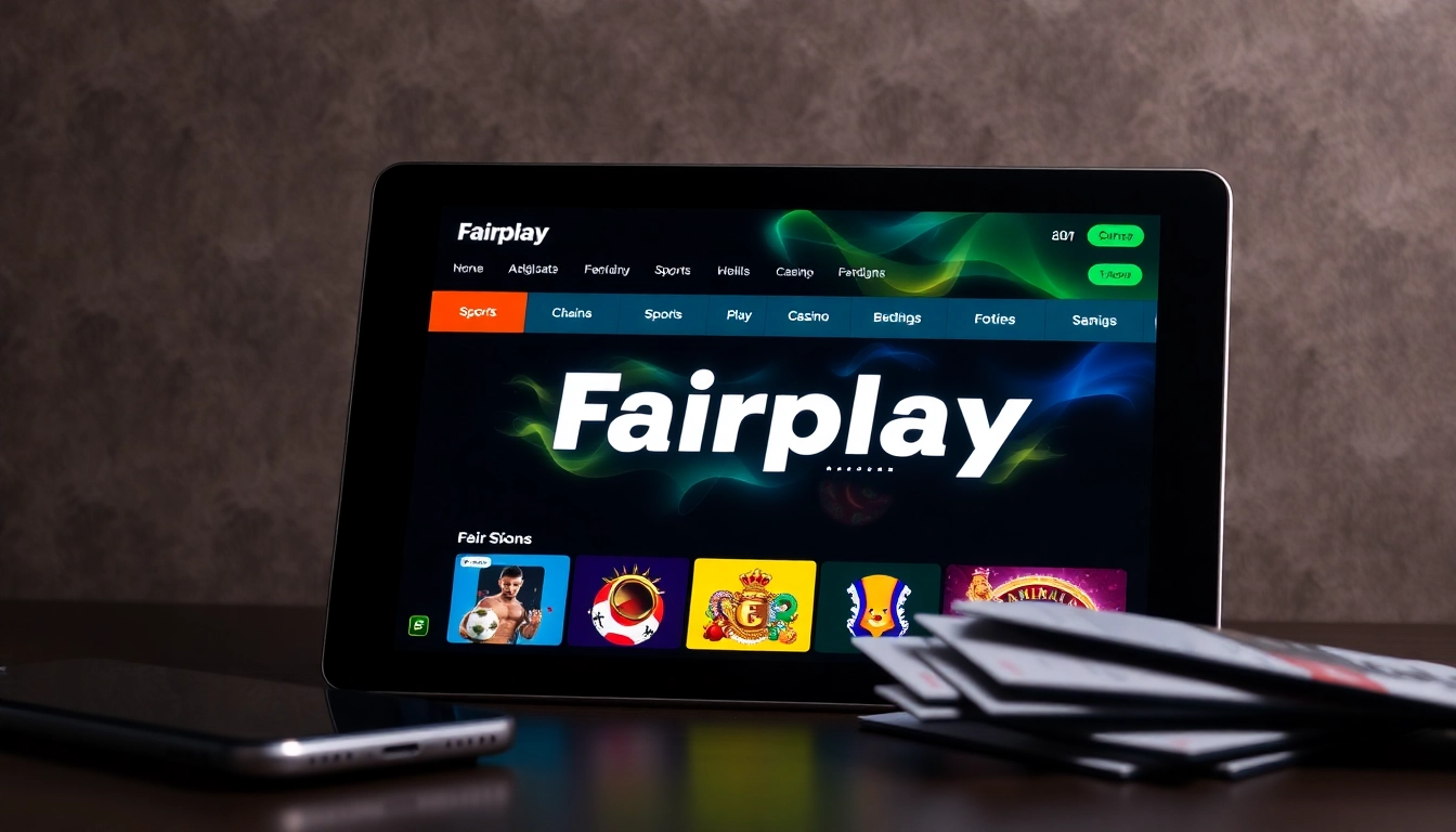Fairplay online betting platform showcasing sports and casino games for Indian users with user-friendly interface and vibrant visuals.