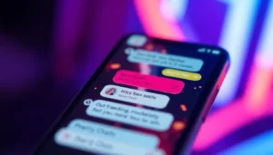 Spicy AI Chat app interface with vibrant colors and dynamic conversation visuals for engaging interaction.