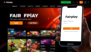 Fairplay login screen on mobile device showcasing a sleek, user-friendly interface for sports betting in India.