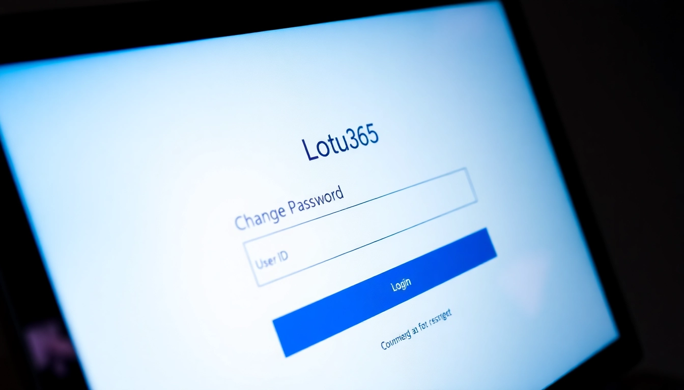 Secure Lotus365 login interface showing change password and user ID fields for easy account management access.
