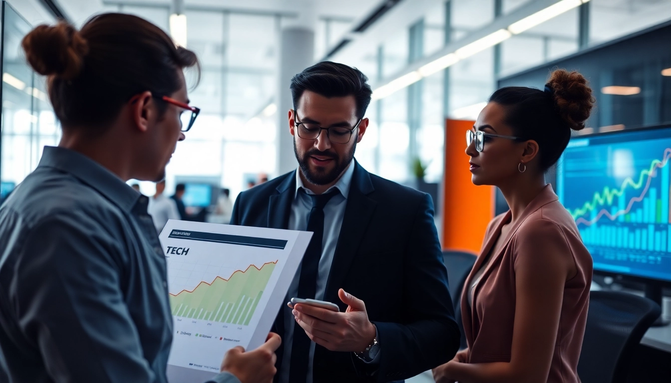 Business professionals evaluating tech investment opportunities for growth and innovation strategies
