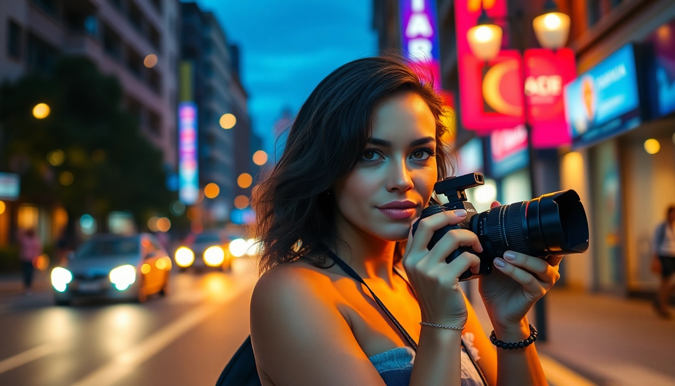 Dynamic scene of a woman engaging in sex za rychle prachy on city street with a cameraman,