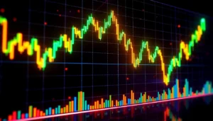 Cryptocurrency Market Update dashboard showing fluctuating prices and trading volume trends in