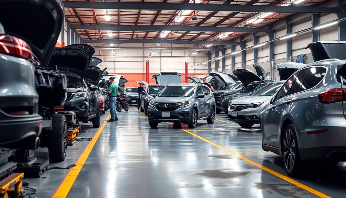 Professional team performing safe Autoverschrottung of vehicles at a modern scrapyard with