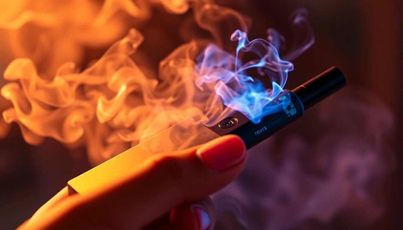 E-Zigarette device pushing flavorful vapor with sleek design and bold colors for adult users