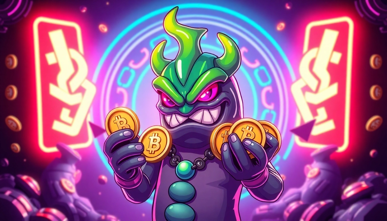 Engaging scene featuring Angry Pepe Fork mascot promoting GambleFi, illustrating utility and