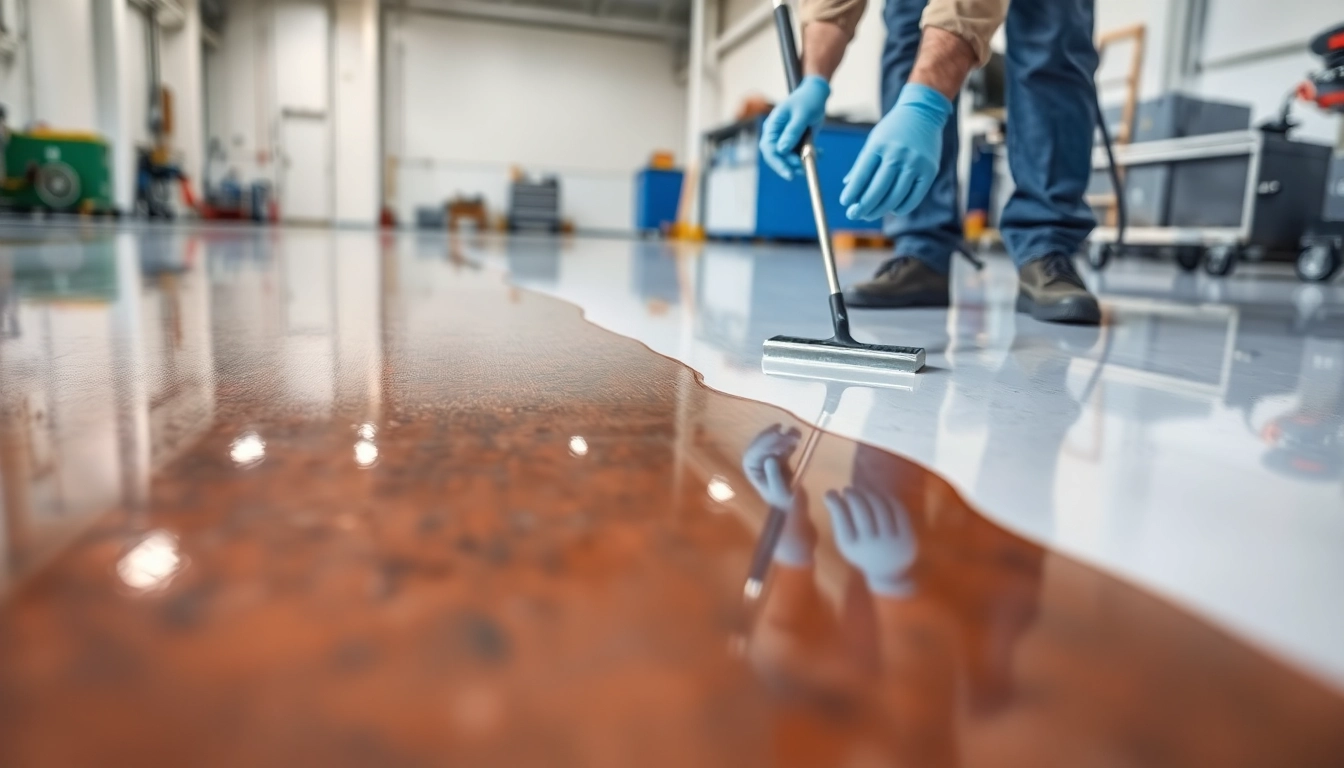 Experienced epoxy resinning Birmingham technician applying durable epoxy coating to a